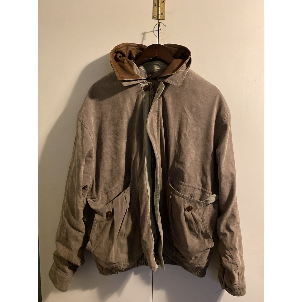 Vtg Rainforest Men XL Bomber Jacket Microfiber Suede Flannel Plaid Lined 90s HK